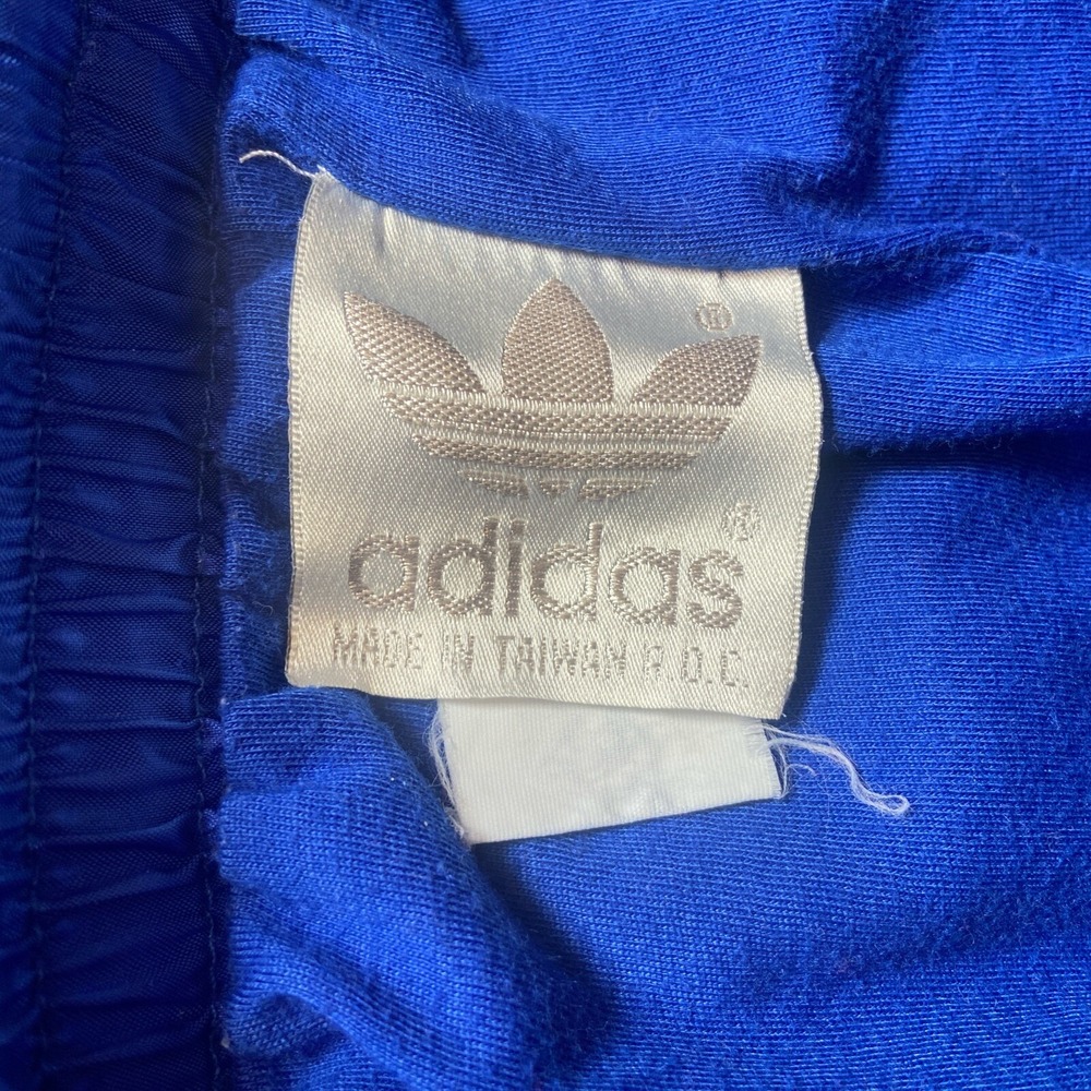 Vintage Adidas Blue Trefoil Leaf Logo Basketball Track Pants Sweat Sz Large - Picture 10 of 16